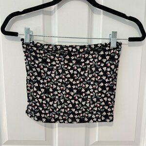 American Eagle Black Floral Bandeau Top - Size Medium